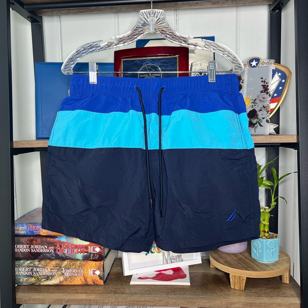 Nautica Dark Blue and White Swim Shorts